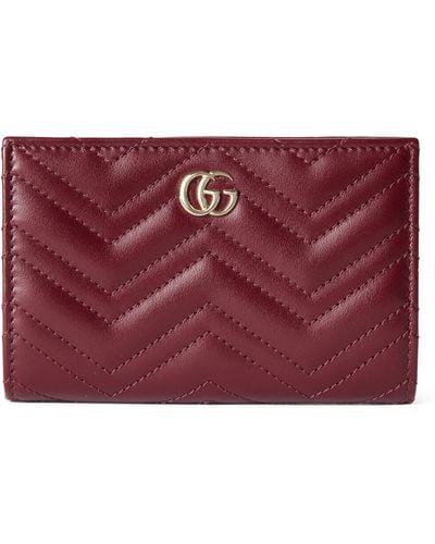 Gucci Leather Gg Marmont Wallet - Red