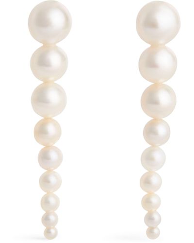 Sophie Bille Brahe Yellow Gold And Pearl Ensemble Drop Earrings - White