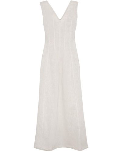 Brunello Cucinelli Lessivé Linen Maxi Dress - White