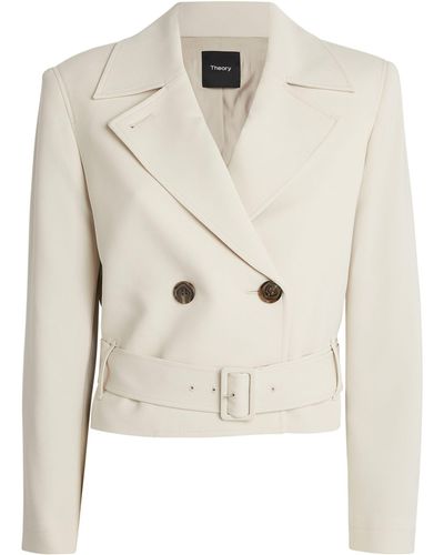 Theory Belted Double-breasted Blazer - Natural