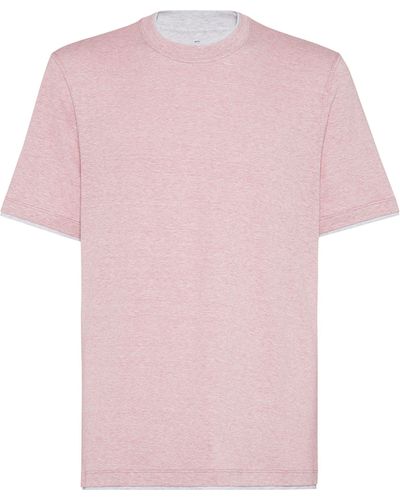 Brunello Cucinelli Linen-cotton T-shirt - Pink