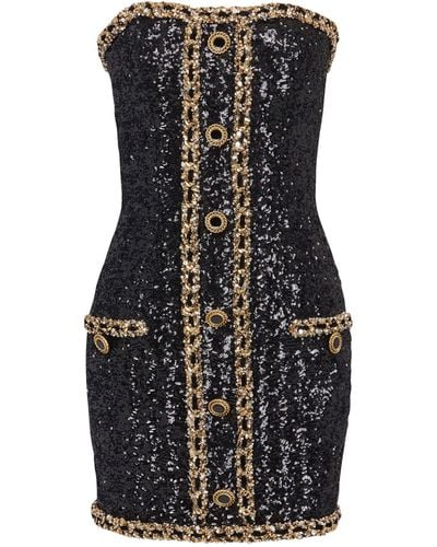 Balmain Sequin-embellished Mini Dress - Black