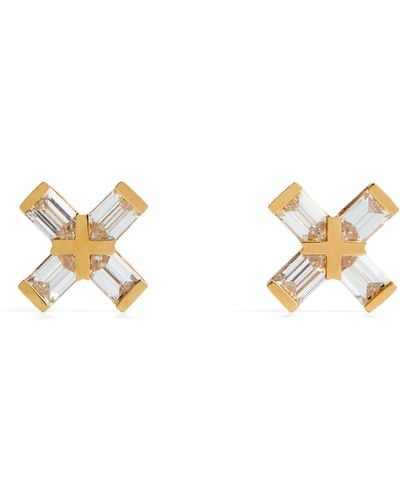 Eva Fehren Yellow Gold And Diamond Exploding X Stud Earrings - Metallic