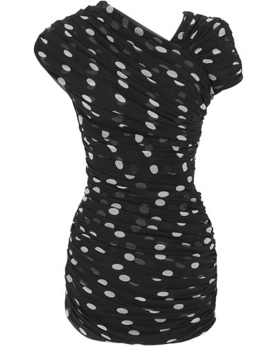 Saint Laurent Silk Asymmetric Mini Dress - Black