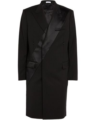 Helmut Lang Satin Stripe Tuxedo Overcoat - Black