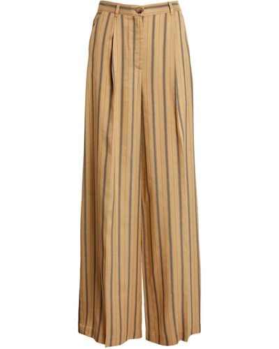MAX&Co. Striped Wide-leg Lillo Trousers - Natural