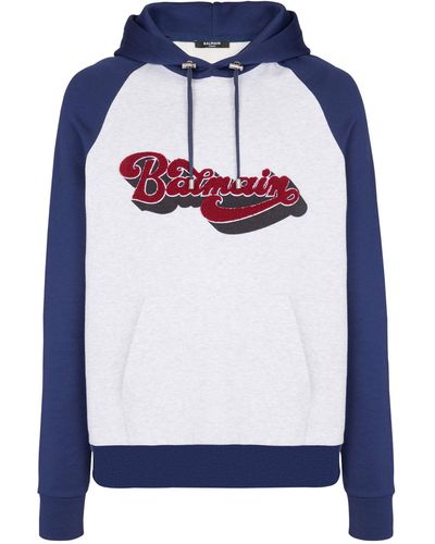 Balmain Seventies Logo Hoodie - Blue