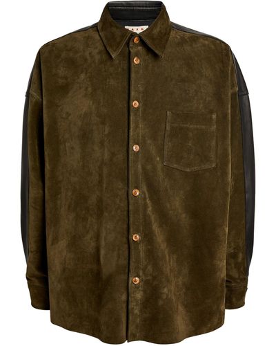 Marni Suede-leather Shirt - Green