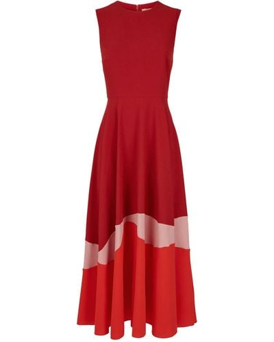 ROKSANDA Alesi Curved-panel Cady Midi Dress - Red