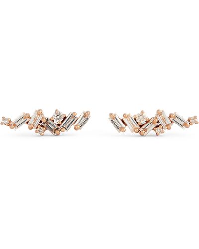 Suzanne Kalan Rose Gold And Diamond Classic Fireworks Cluster Earrings - Natural