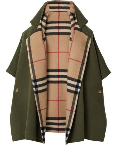 Burberry Cashmere Reversible Hooded Cape - Green