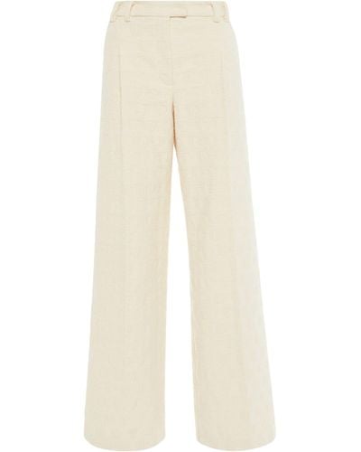 La DoubleJ Cotton Jacquard La Comasca Trousers - White