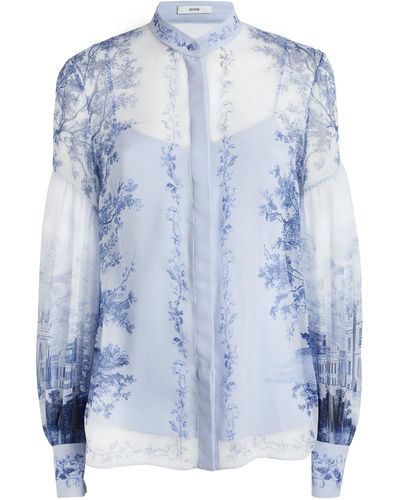 Erdem Silk Floral Print Blouse - Blue