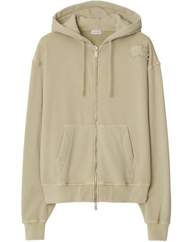 Burberry Cotton-blend Zipped Hoodie - Natural