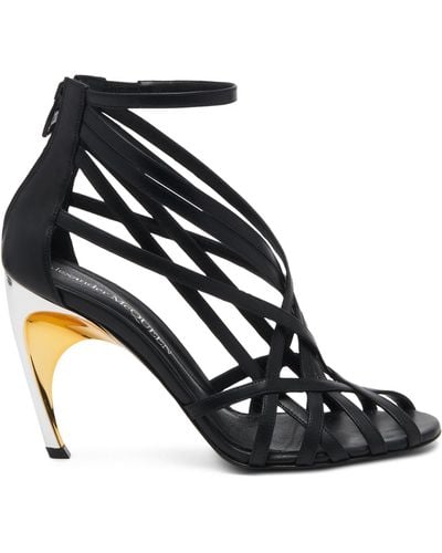 Alexander McQueen Leather Armadillo Heeled Sandals 95 - Black