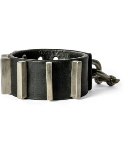 Parts Of 4 Leather And Bronze Restraint Charm Bracelet 30mm - Black
