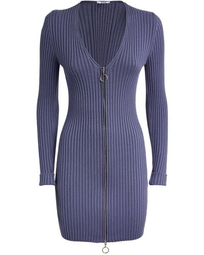 Wolford Virgin Wool-cotton Ribbed Dress - Blue