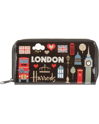 Harrods Glitter London Wallet - Black