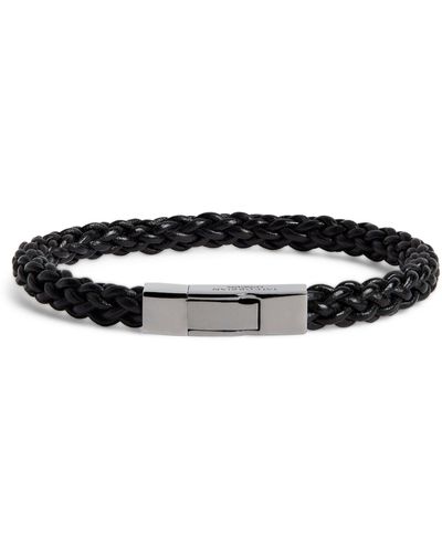 Tateossian Leather Braided Bracelet - Black