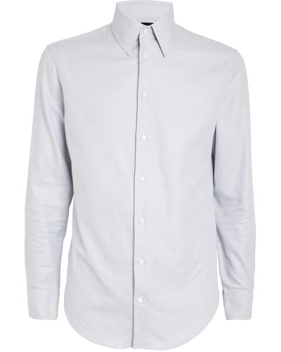 Emporio Armani Cotton Jacquard Houndstooth Shirt - White