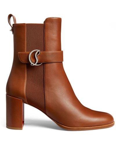 Christian Louboutin Cl Chelsea Booty Leather Boots 70 - Brown