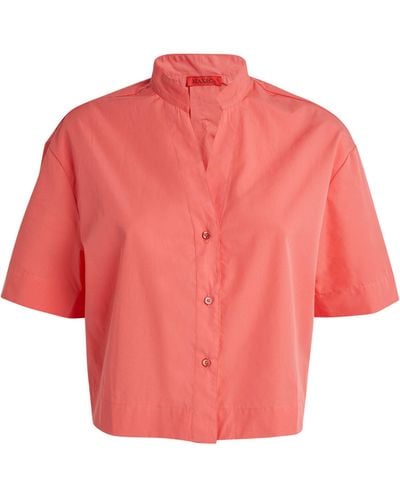 MAX&Co. Cotton Poplin Cropped Shirt - Red