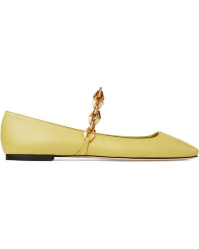Jimmy Choo Diamond Tilda Leather Ballet Flats - Yellow
