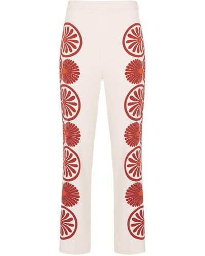 La DoubleJ Patterned Stretch Trousers - Red