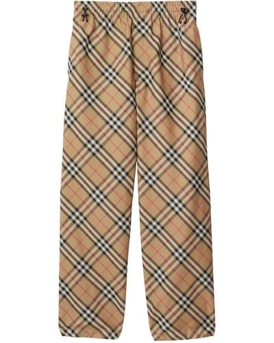 Burberry Check Twill Trousers - Natural