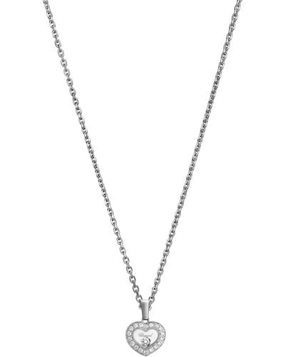 Chopard White Gold And Diamond Happy Diamonds Icons Pendant Necklace - Metallic