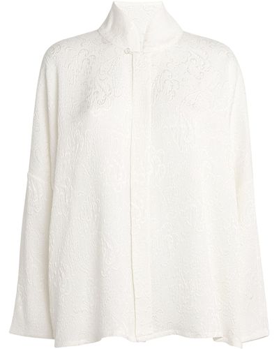 Eskandar Silk Mandarin-collar Shirt - White