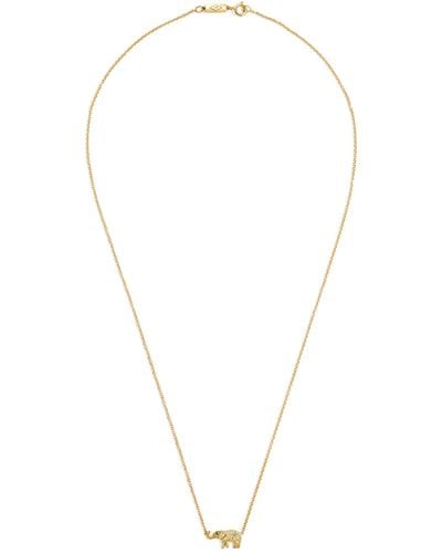 Jennifer Meyer Yellow Gold, Diamond And Emerald Mini Elephant Necklace - Metallic