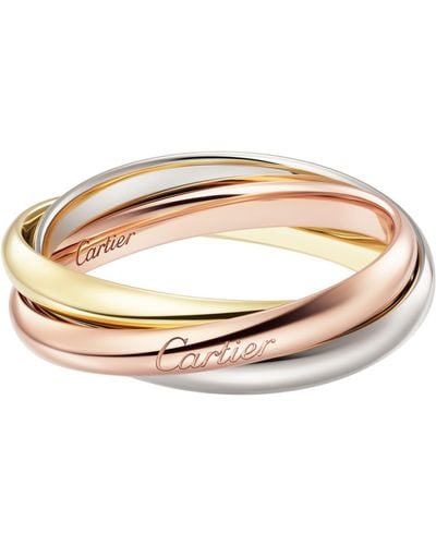 Cartier Small White, Yellow And Rose Gold Trinity Ring - Brown
