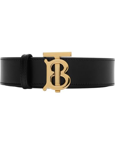 Burberry Reversible Leather Tb Monogram Belt - Black