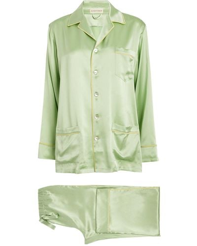 Olivia Von Halle Silk Yves Pajama Set - Green