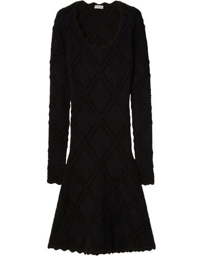 Burberry Knitted Aran Mini Dress - Black