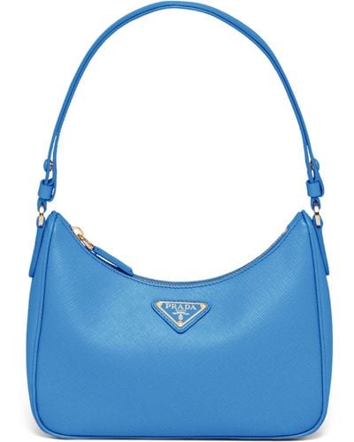 Prada Saffiano Leather Re-edition Shoulder Bag - Blue