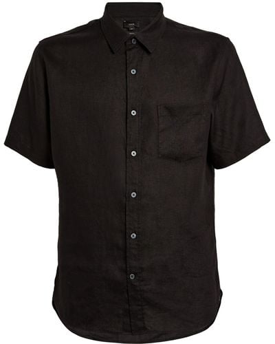 Vince Linen Short-sleeve Shirt - Black