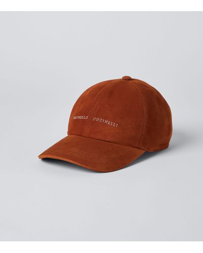 Brunello Cucinelli Brown Calf Leather Bos Taurus Cap (Baseball Hat)
