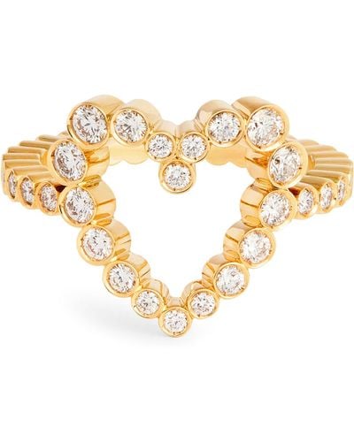 Sophie Bille Brahe Yellow Gold And Diamond Ensemble Heart Ring - Metallic