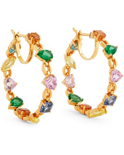 Nadine Aysoy Yellow Gold And Multicoloured Gemstone Catena Rainbow Earrings - Metallic