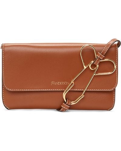 JW Anderson Leather Cross-body Phone Pouch - Brown