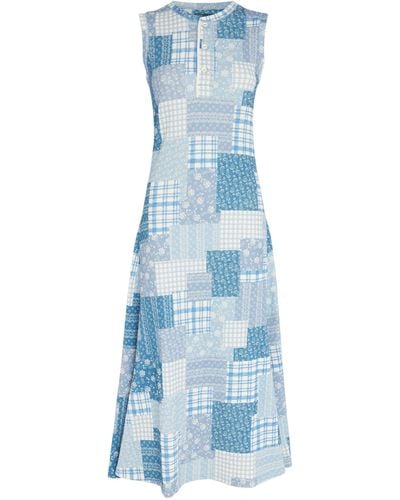 Polo Ralph Lauren Floral Patchwork Midi Dress - Blue