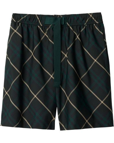 Burberry Oversized Check Shorts - Green