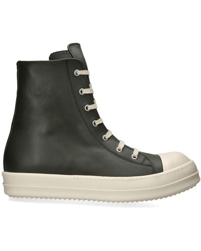 Rick Owens Leather High-top Sneakers - Green
