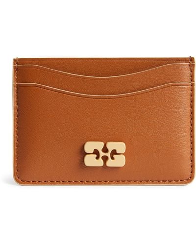 Ganni Recycled Leather Bou Card Holder - Brown