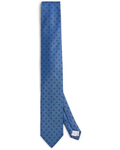 Eton Silk Floral Tie - Blue