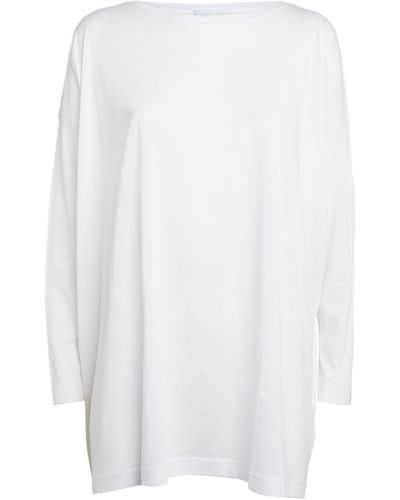 Eskandar Pima Cotton A-line Long-sleeved Top - White