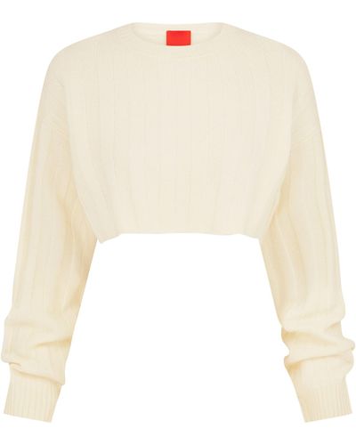 Cashmere In Love Cropped Remy Jumper - White