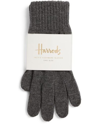 Harrods Men's Cashmere Gloves - Grey